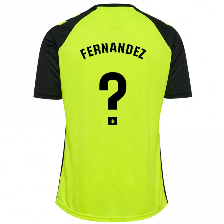 Kinder Fußball Nicolás Fernández #0 Fluoreszierendes Gelb Schwarz Auswärtstrikot Trikot 2024/25 T-Shirt Luxemburg