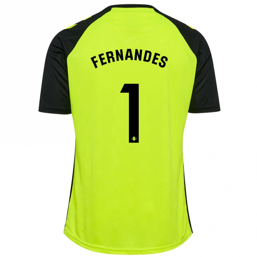 Kinder Fußball Guilherme Fernandes #1 Fluoreszierendes Gelb Schwarz Auswärtstrikot Trikot 2024/25 T-Shirt Luxemburg