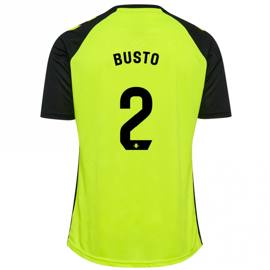 Kinder Fußball Pablo Busto #2 Fluoreszierendes Gelb Schwarz Auswärtstrikot Trikot 2024/25 T-Shirt Luxemburg