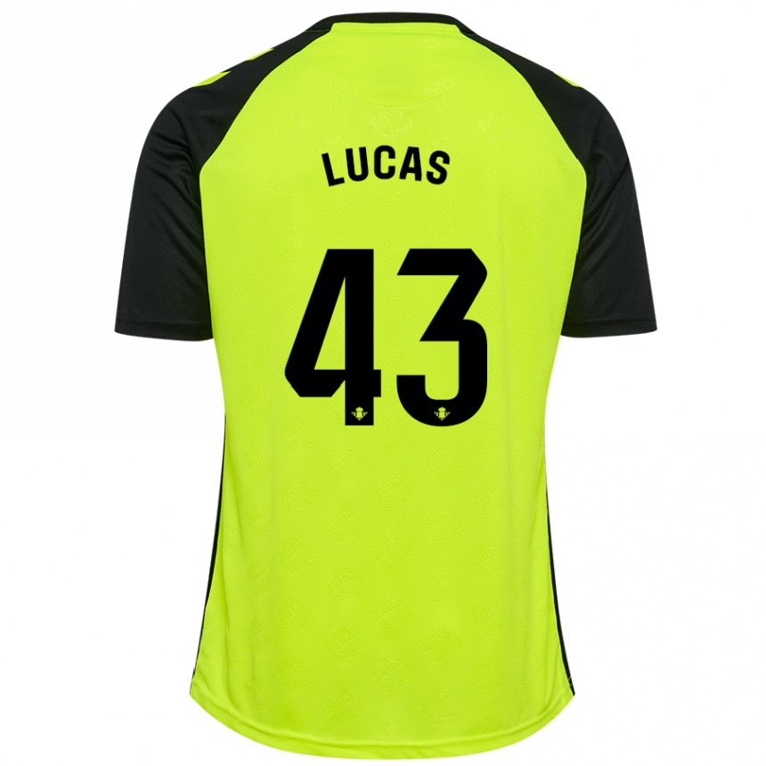 Kinder Fußball Lucas Alcázar #43 Fluoreszierendes Gelb Schwarz Auswärtstrikot Trikot 2024/25 T-Shirt Luxemburg