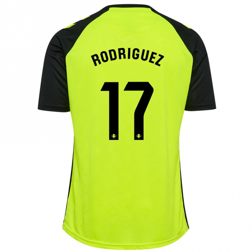 Kinder Fußball Jesús Rodriguez #17 Fluoreszierendes Gelb Schwarz Auswärtstrikot Trikot 2024/25 T-Shirt Luxemburg