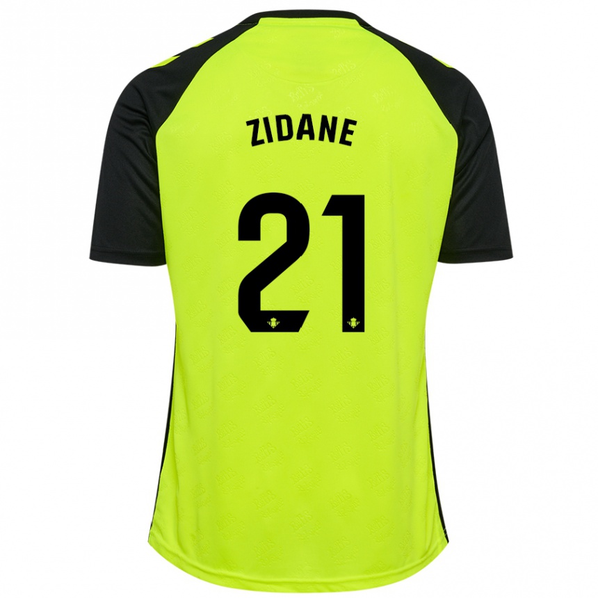 Kinder Fußball Elyaz Zidane #21 Fluoreszierendes Gelb Schwarz Auswärtstrikot Trikot 2024/25 T-Shirt Luxemburg