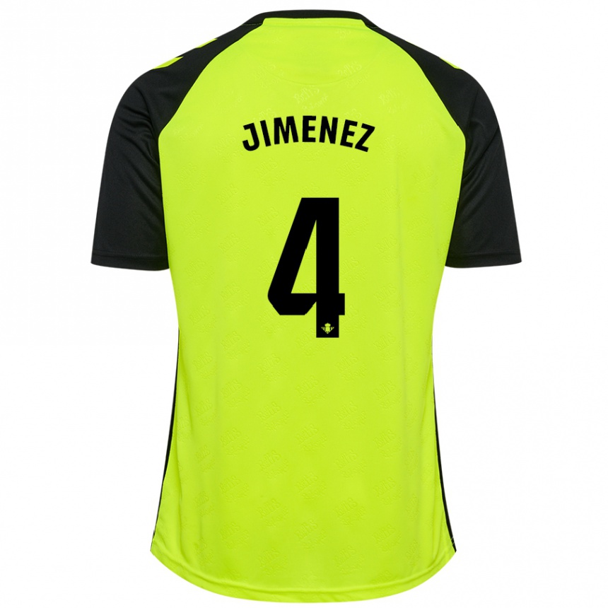 Kinder Fußball María Jiménez Gutiérrez #4 Fluoreszierendes Gelb Schwarz Auswärtstrikot Trikot 2024/25 T-Shirt Luxemburg