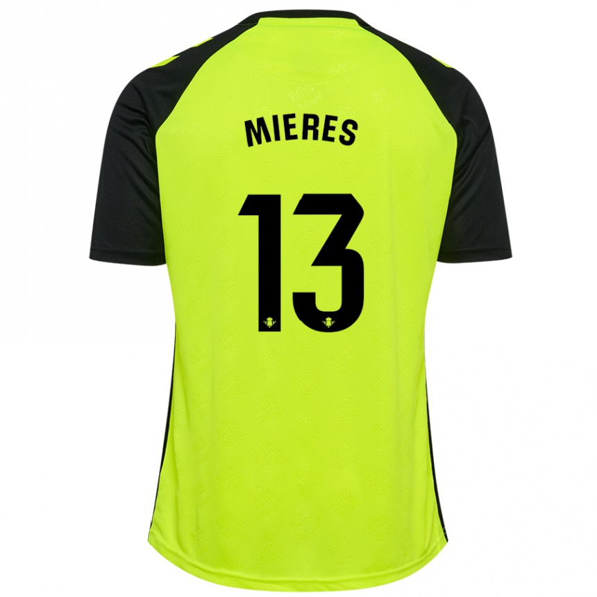 Kinder Fußball Malena Mieres García #13 Fluoreszierendes Gelb Schwarz Auswärtstrikot Trikot 2024/25 T-Shirt Luxemburg