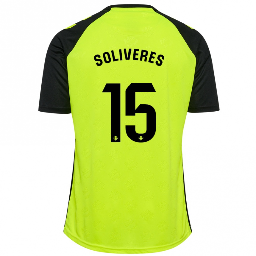 Kinder Fußball Gema Soliveres #15 Fluoreszierendes Gelb Schwarz Auswärtstrikot Trikot 2024/25 T-Shirt Luxemburg