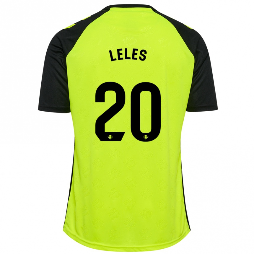 Kinder Fußball María De Los Ángeles Carrión Egido #20 Fluoreszierendes Gelb Schwarz Auswärtstrikot Trikot 2024/25 T-Shirt Luxemburg