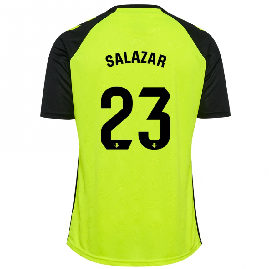 Kinder Fußball Noelia Salazar #23 Fluoreszierendes Gelb Schwarz Auswärtstrikot Trikot 2024/25 T-Shirt Luxemburg