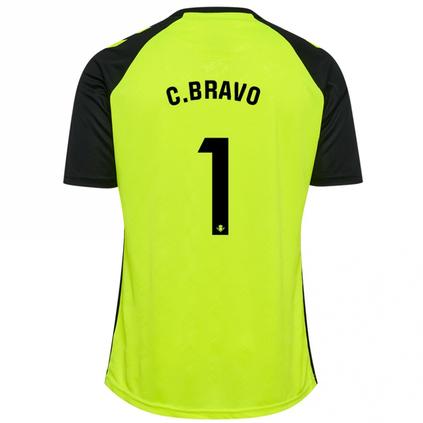 Kinder Fußball Claudio Bravo #1 Fluoreszierendes Gelb Schwarz Auswärtstrikot Trikot 2024/25 T-Shirt Luxemburg