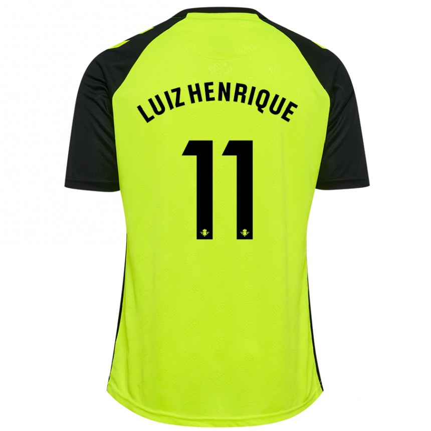 Kinder Fußball Luiz Henrique #11 Fluoreszierendes Gelb Schwarz Auswärtstrikot Trikot 2024/25 T-Shirt Luxemburg