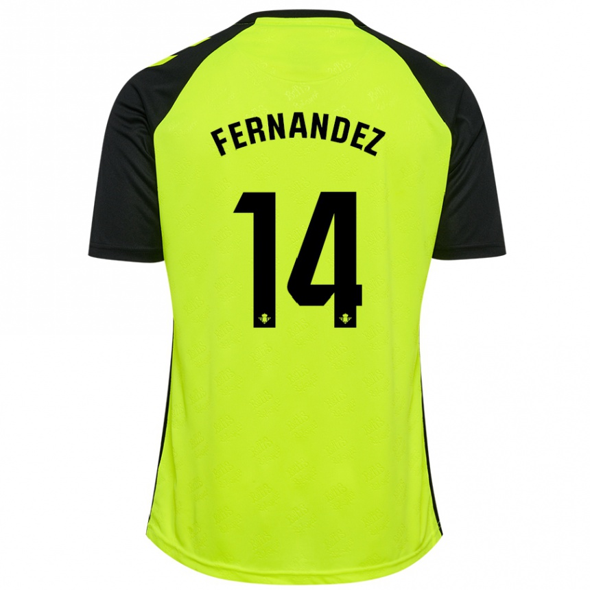 Kinder Fußball Quique Fernández #14 Fluoreszierendes Gelb Schwarz Auswärtstrikot Trikot 2024/25 T-Shirt Luxemburg