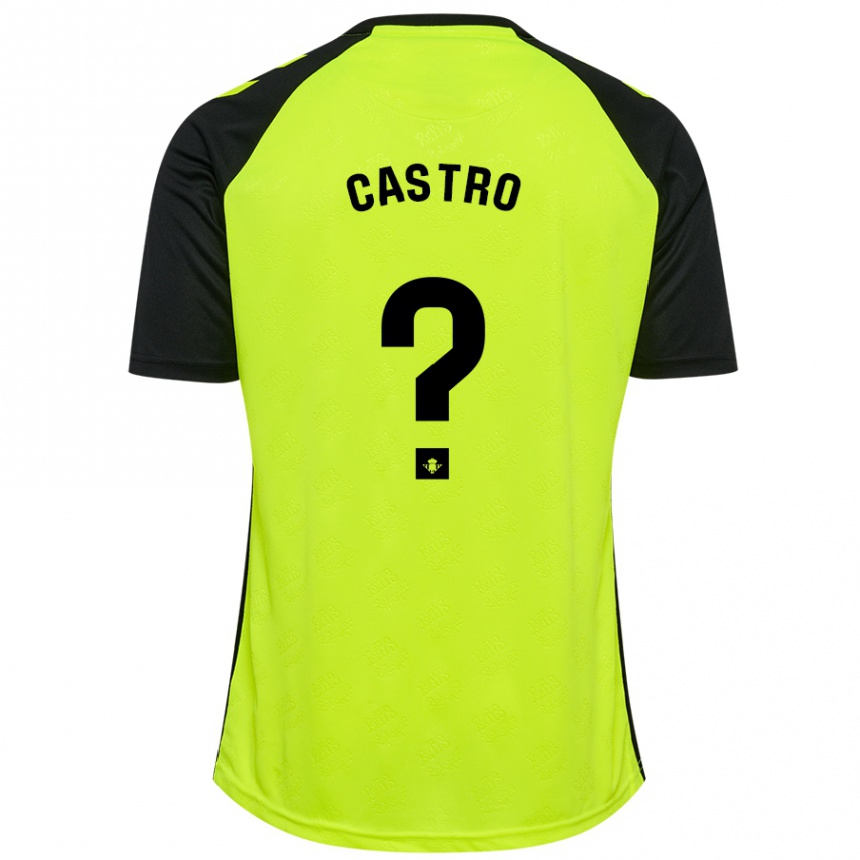 Kinder Fußball Baldu Castro #0 Fluoreszierendes Gelb Schwarz Auswärtstrikot Trikot 2024/25 T-Shirt Luxemburg