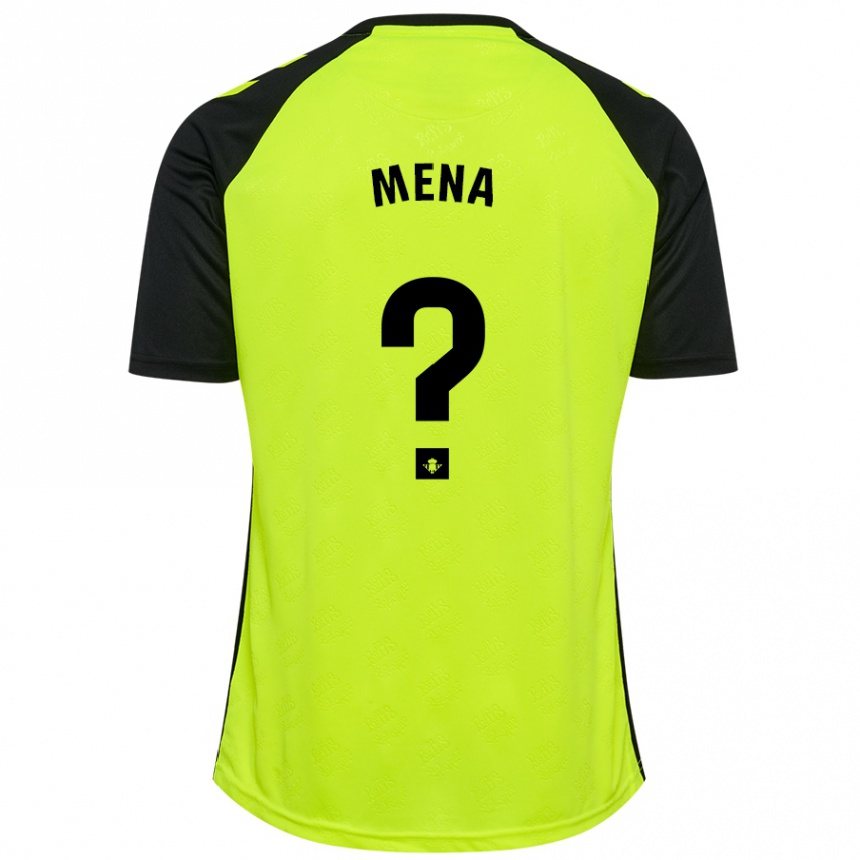 Kinder Fußball Justo Mena #0 Fluoreszierendes Gelb Schwarz Auswärtstrikot Trikot 2024/25 T-Shirt Luxemburg