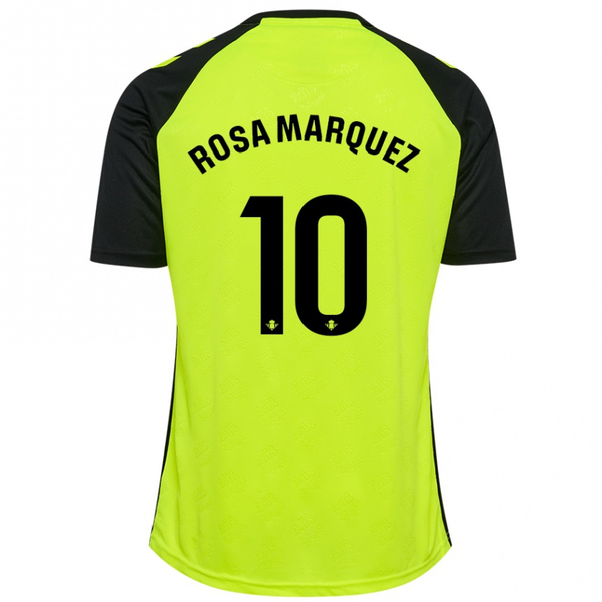 Kinder Fußball Rosa Márquez Baena #10 Fluoreszierendes Gelb Schwarz Auswärtstrikot Trikot 2024/25 T-Shirt Luxemburg