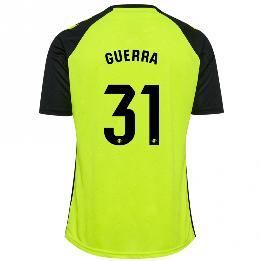 Kinder Fußball Ana Guerra Morcillo #31 Fluoreszierendes Gelb Schwarz Auswärtstrikot Trikot 2024/25 T-Shirt Luxemburg