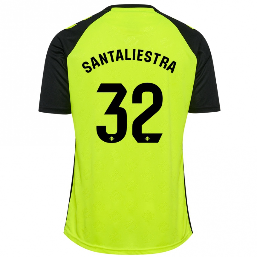 Kinder Fußball Carla Santaliestra #32 Fluoreszierendes Gelb Schwarz Auswärtstrikot Trikot 2024/25 T-Shirt Luxemburg