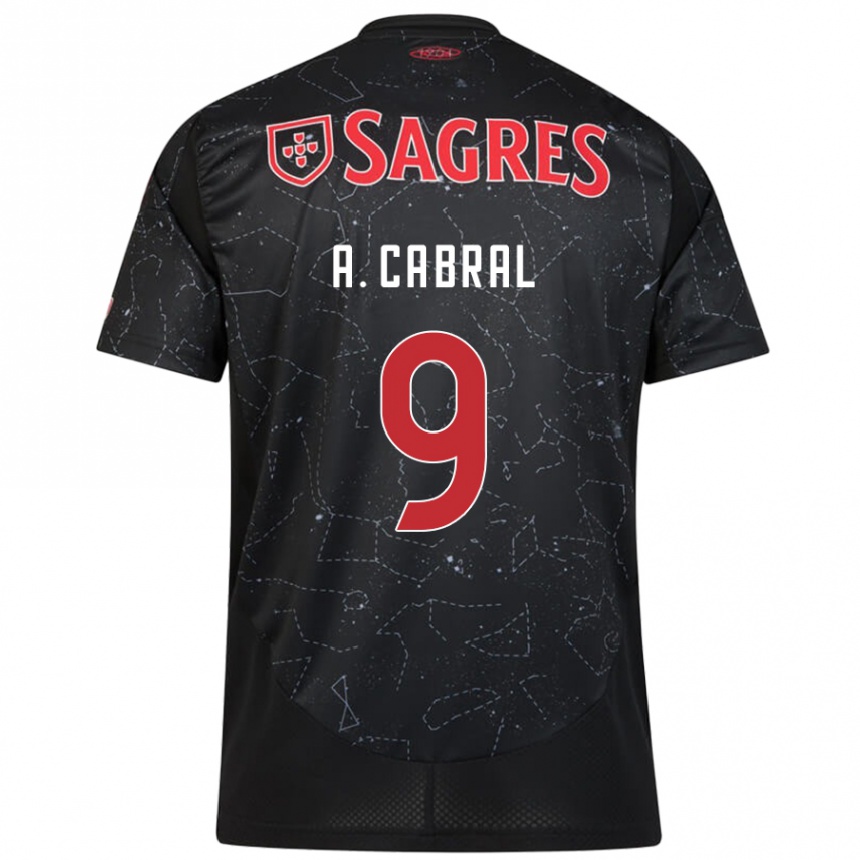 Kinder Fußball Arthur Cabral #9 Schwarz Rot Auswärtstrikot Trikot 2024/25 T-Shirt Luxemburg