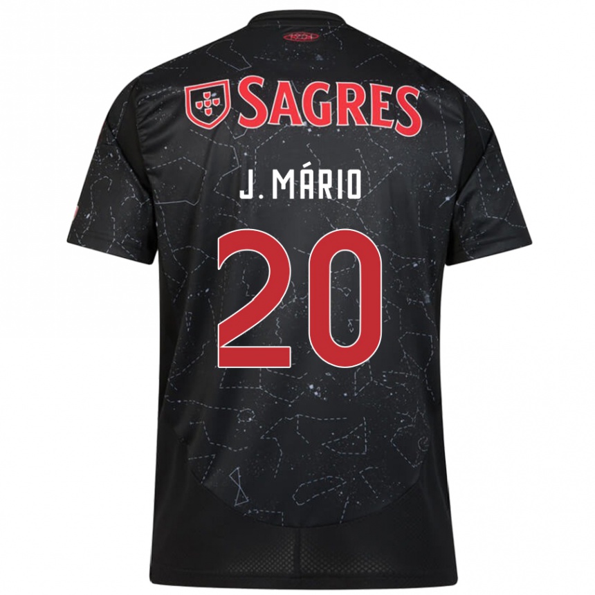 Kinder Fußball João Mário #20 Schwarz Rot Auswärtstrikot Trikot 2024/25 T-Shirt Luxemburg