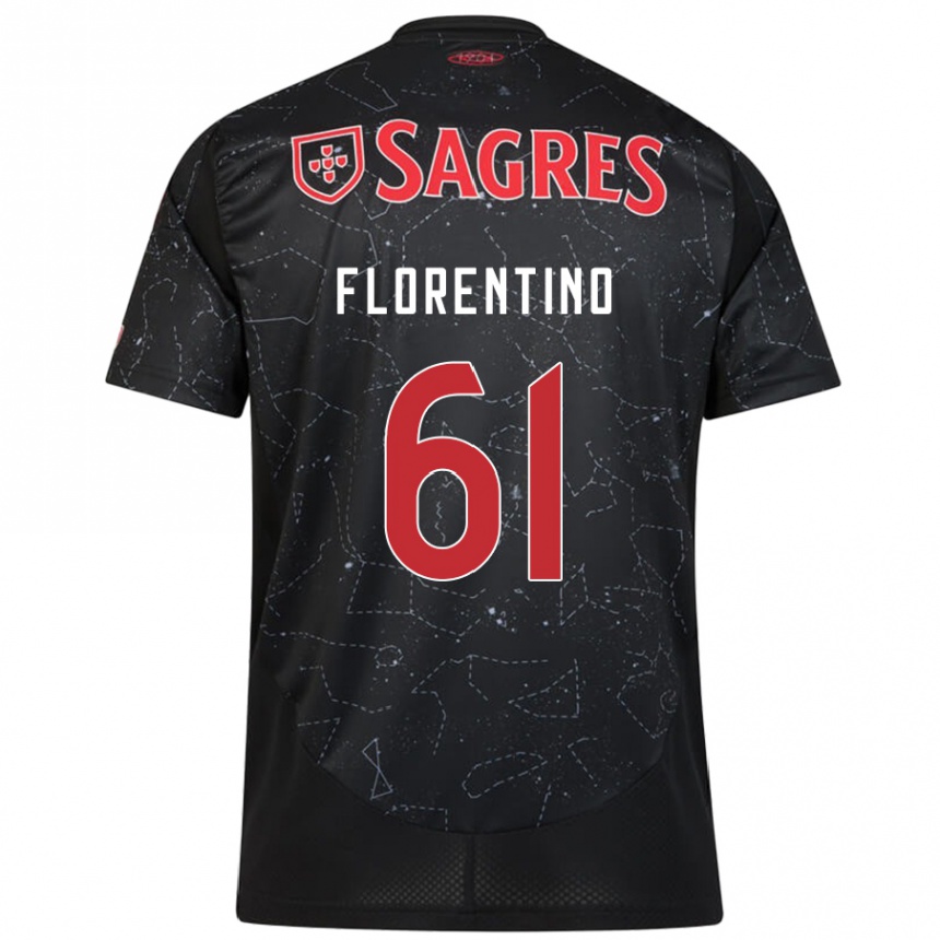 Kinder Fußball Florentino #61 Schwarz Rot Auswärtstrikot Trikot 2024/25 T-Shirt Luxemburg