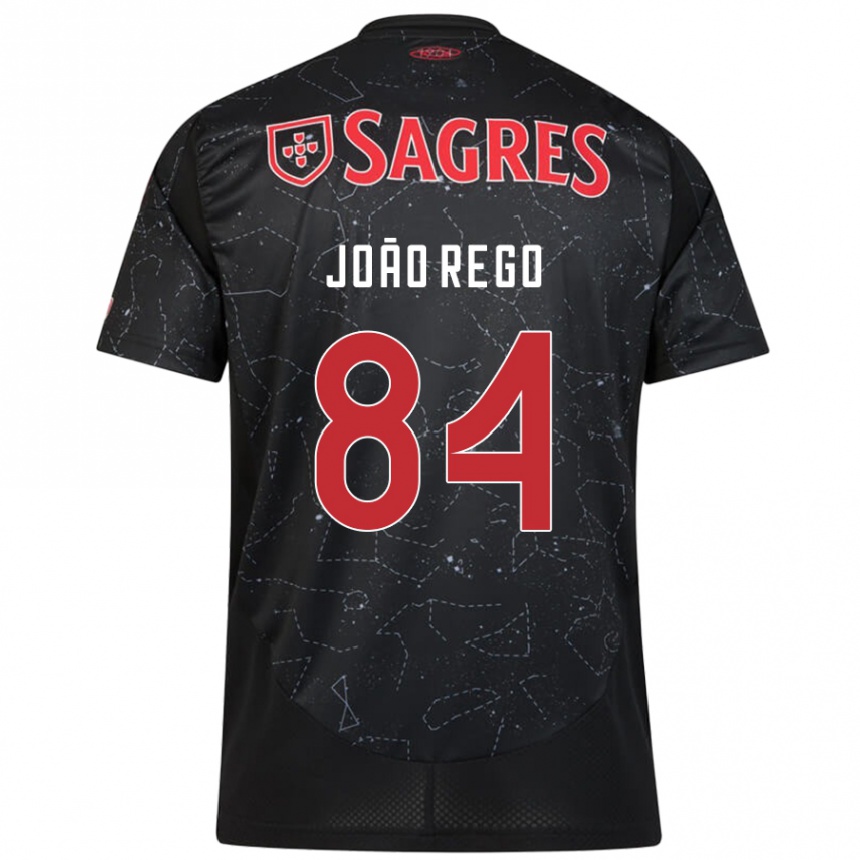 Kinder Fußball João Rêgo #84 Schwarz Rot Auswärtstrikot Trikot 2024/25 T-Shirt Luxemburg