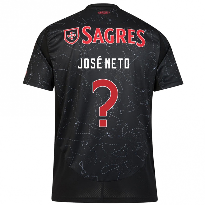 Kinder Fußball José Neto #0 Schwarz Rot Auswärtstrikot Trikot 2024/25 T-Shirt Luxemburg