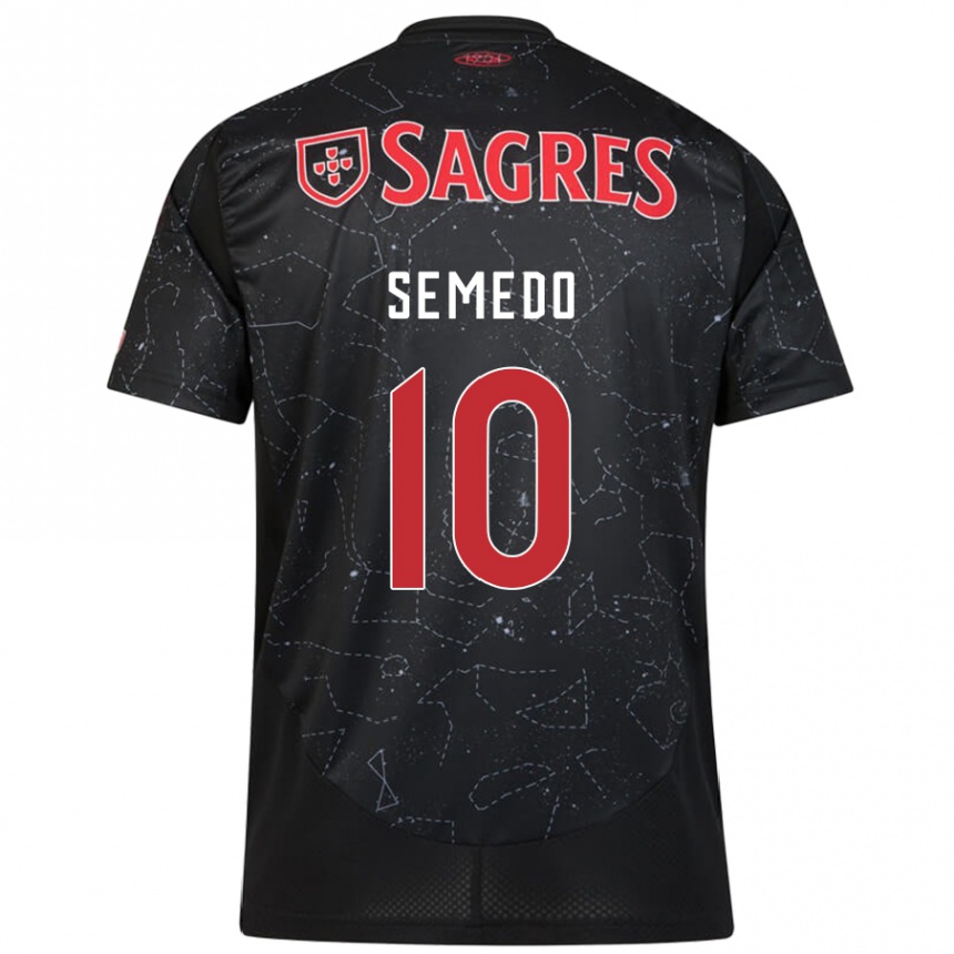 Kinder Fußball Andreson Semedo #10 Schwarz Rot Auswärtstrikot Trikot 2024/25 T-Shirt Luxemburg