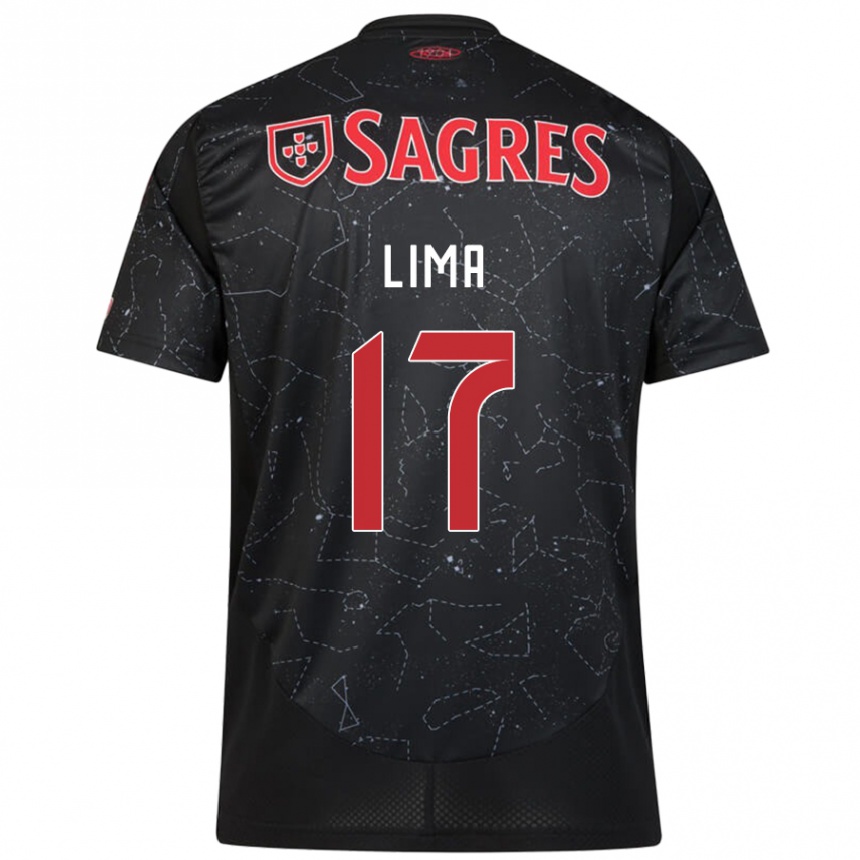 Kinder Fußball Ivan Lima #17 Schwarz Rot Auswärtstrikot Trikot 2024/25 T-Shirt Luxemburg