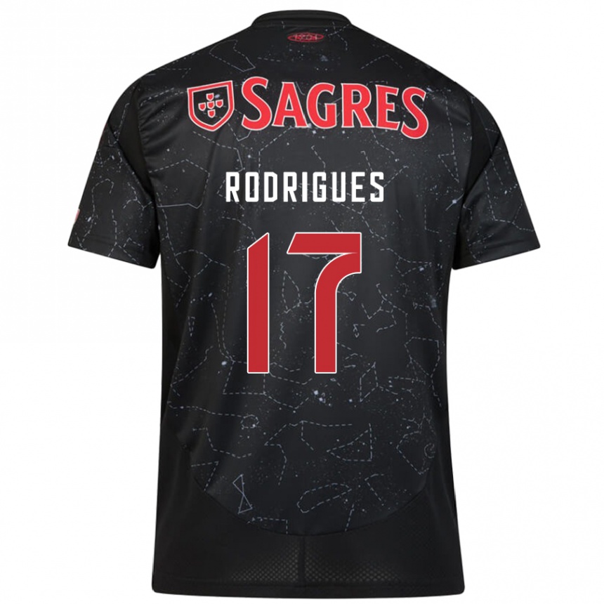 Kinder Fußball Tiago Rodrigues #17 Schwarz Rot Auswärtstrikot Trikot 2024/25 T-Shirt Luxemburg