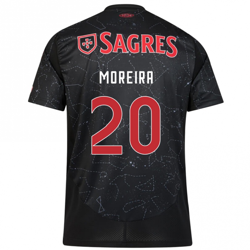 Kinder Fußball André Moreira #20 Schwarz Rot Auswärtstrikot Trikot 2024/25 T-Shirt Luxemburg