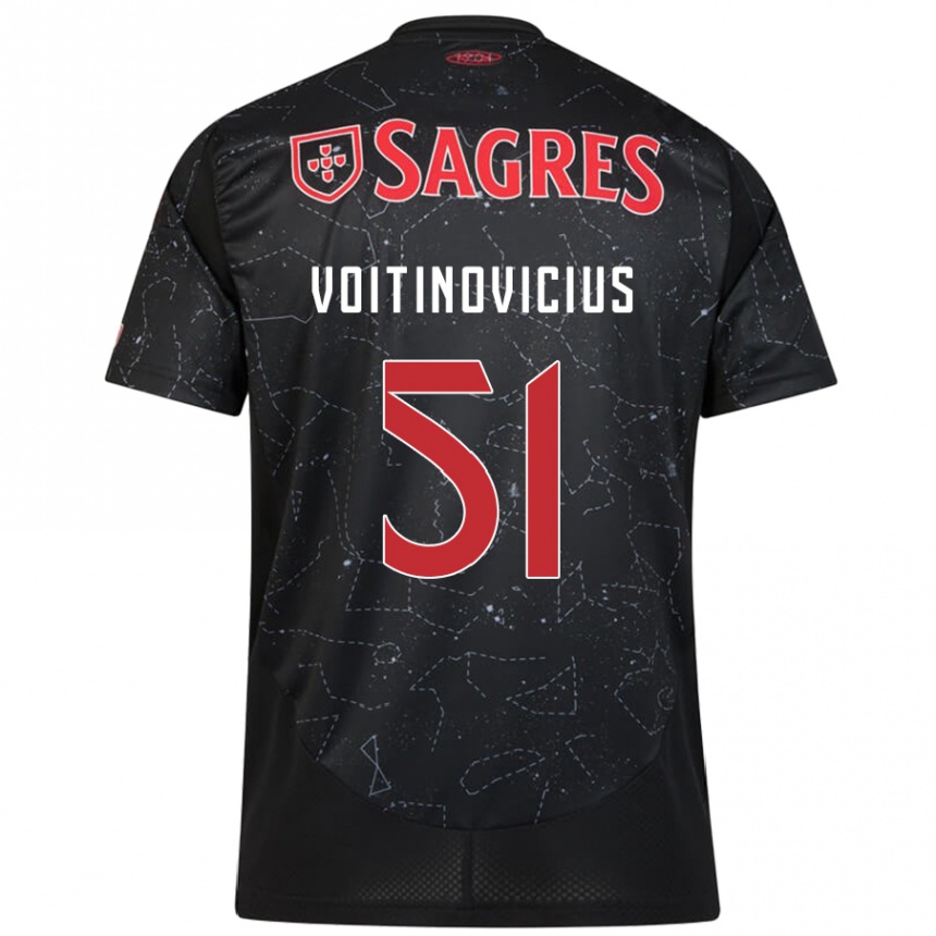 Kinder Fußball Arnas Voitinovicius #51 Schwarz Rot Auswärtstrikot Trikot 2024/25 T-Shirt Luxemburg