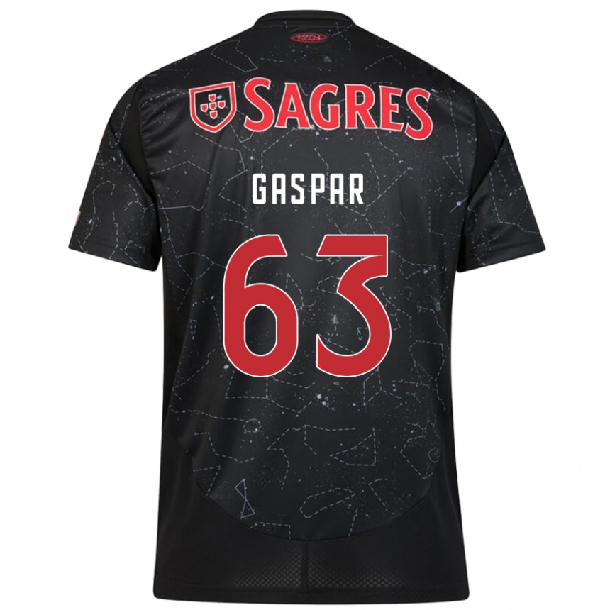 Kinder Fußball Guilherme Gaspar #63 Schwarz Rot Auswärtstrikot Trikot 2024/25 T-Shirt Luxemburg