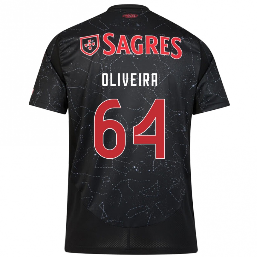 Kinder Fußball Gonçalo Oliveira #64 Schwarz Rot Auswärtstrikot Trikot 2024/25 T-Shirt Luxemburg