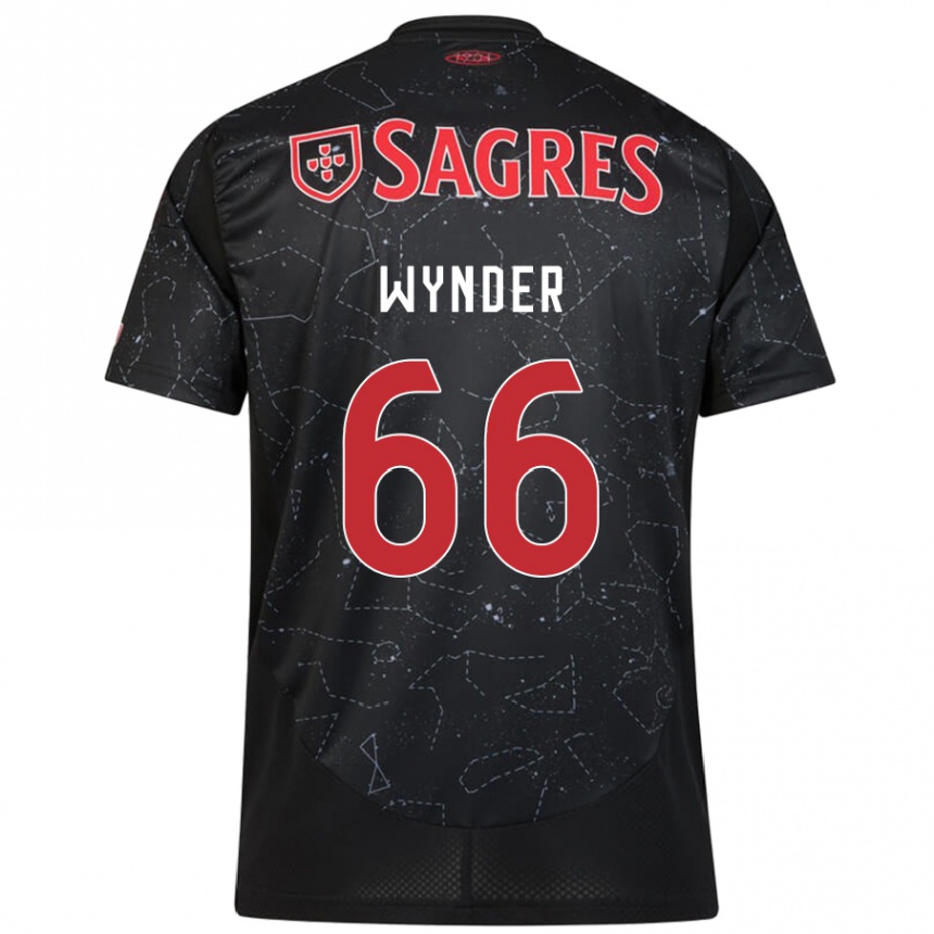 Kinder Fußball Joshua Wynder #66 Schwarz Rot Auswärtstrikot Trikot 2024/25 T-Shirt Luxemburg