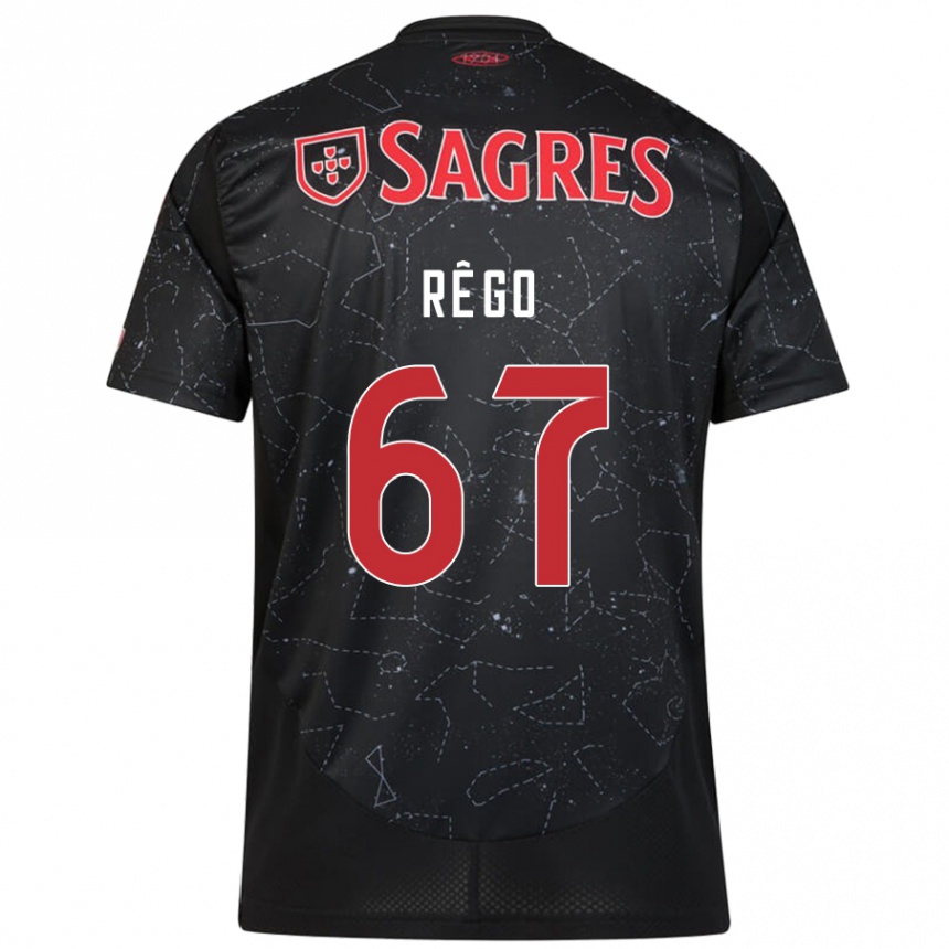 Kinder Fußball Rodrigo Rêgo #67 Schwarz Rot Auswärtstrikot Trikot 2024/25 T-Shirt Luxemburg