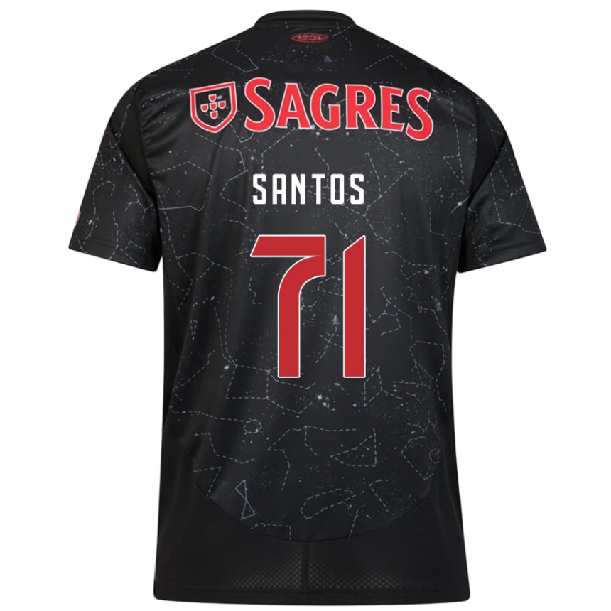 Kinder Fußball Leandro Santos #71 Schwarz Rot Auswärtstrikot Trikot 2024/25 T-Shirt Luxemburg