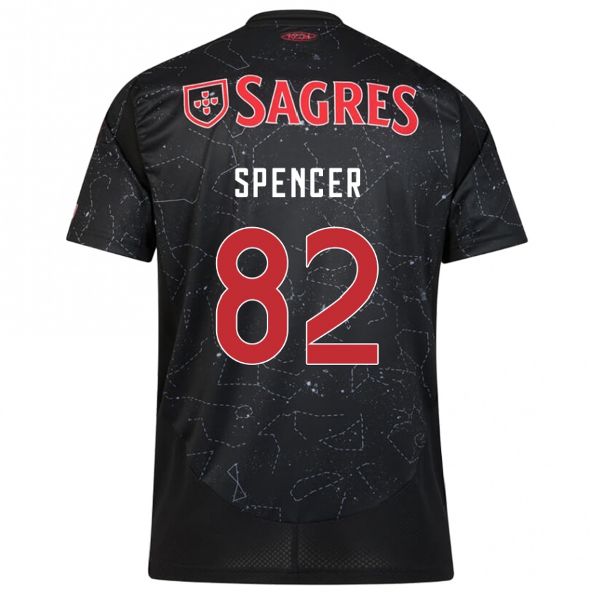 Kinder Fußball Diogo Spencer #82 Schwarz Rot Auswärtstrikot Trikot 2024/25 T-Shirt Luxemburg