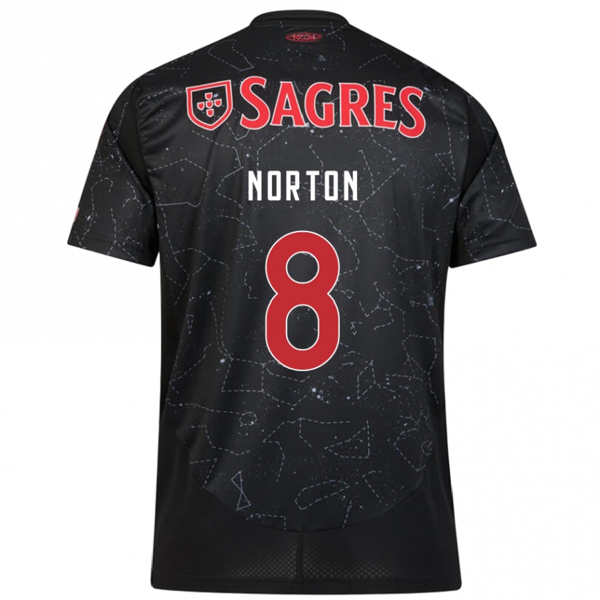 Kinder Fußball Andreia Norton #8 Schwarz Rot Auswärtstrikot Trikot 2024/25 T-Shirt Luxemburg