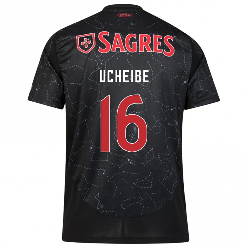 Kinder Fußball Christy Ucheibe #16 Schwarz Rot Auswärtstrikot Trikot 2024/25 T-Shirt Luxemburg