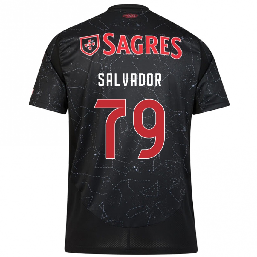 Kinder Fußball Marta Salvador #79 Schwarz Rot Auswärtstrikot Trikot 2024/25 T-Shirt Luxemburg