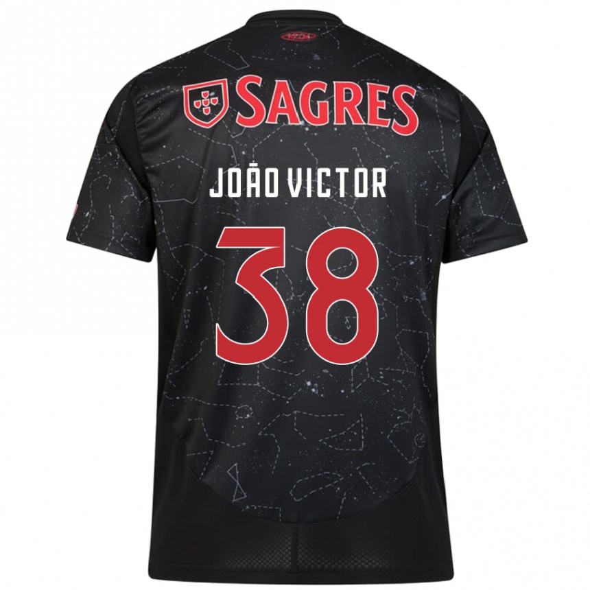 Kinder Fußball João Victor #38 Schwarz Rot Auswärtstrikot Trikot 2024/25 T-Shirt Luxemburg