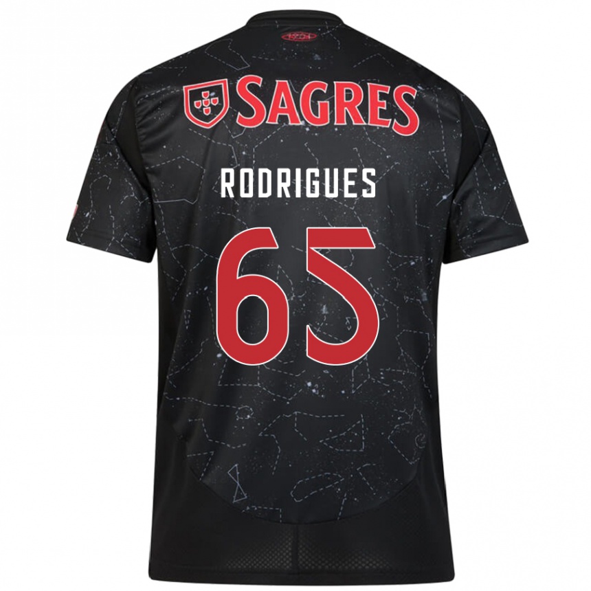 Kinder Fußball Rafael Rodrigues #65 Schwarz Rot Auswärtstrikot Trikot 2024/25 T-Shirt Luxemburg