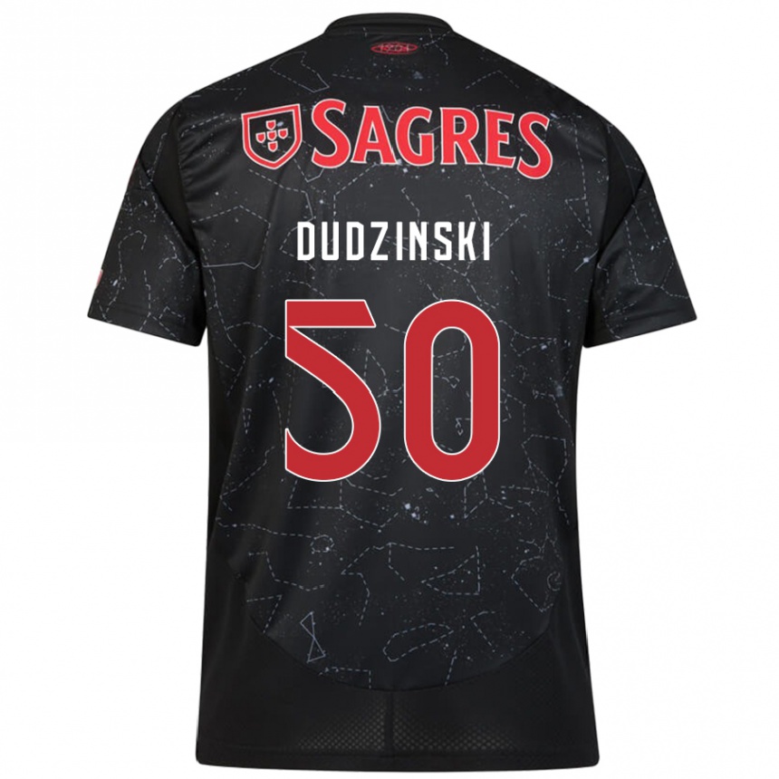 Kinder Fußball Marcel Dudzinski #50 Schwarz Rot Auswärtstrikot Trikot 2024/25 T-Shirt Luxemburg