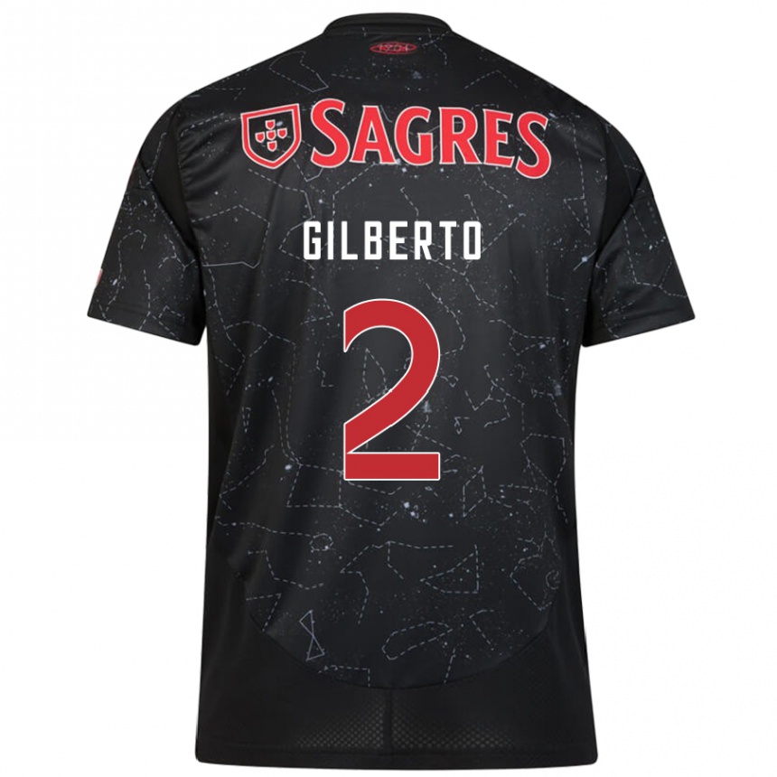 Kinder Fußball Gilberto #2 Schwarz Rot Auswärtstrikot Trikot 2024/25 T-Shirt Luxemburg