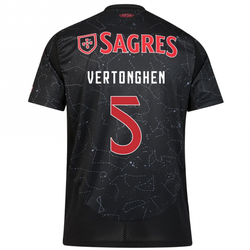 Kinder Fußball Jan Vertonghen #5 Schwarz Rot Auswärtstrikot Trikot 2024/25 T-Shirt Luxemburg