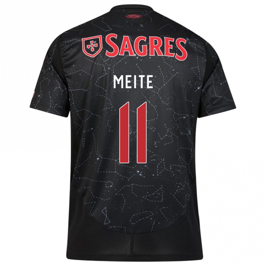 Kinder Fußball Soualiho Meite #11 Schwarz Rot Auswärtstrikot Trikot 2024/25 T-Shirt Luxemburg