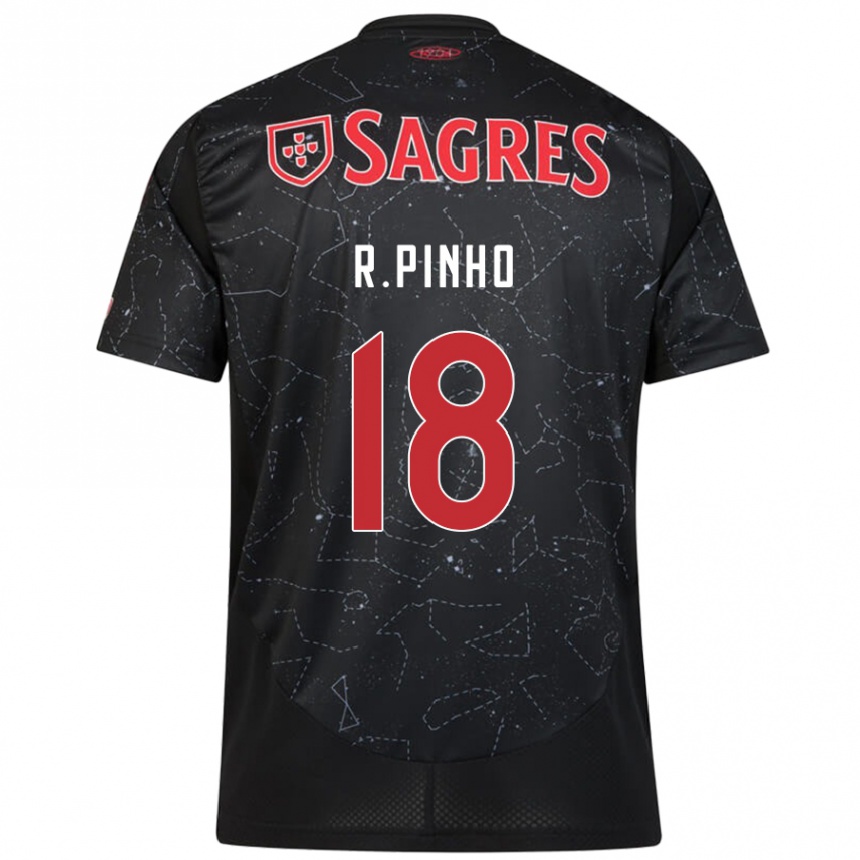 Kinder Fußball Rodrigo Pinho #18 Schwarz Rot Auswärtstrikot Trikot 2024/25 T-Shirt Luxemburg