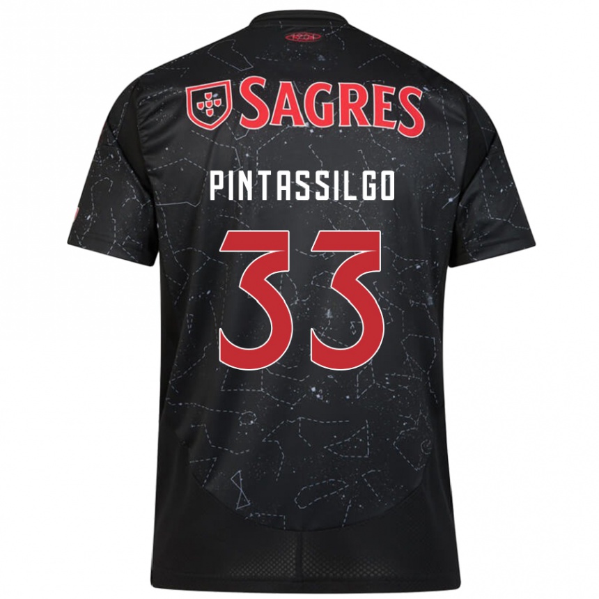 Kinder Fußball Lara Pintassilgo #33 Schwarz Rot Auswärtstrikot Trikot 2024/25 T-Shirt Luxemburg