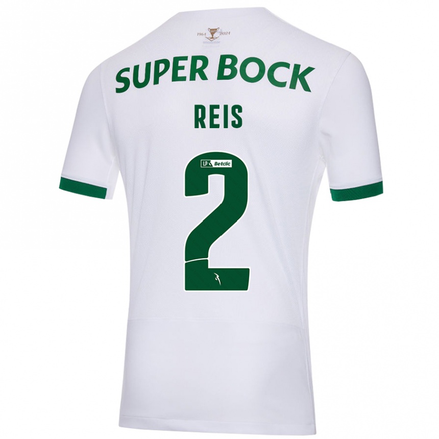 Kinder Fußball Matheus Reis #2 Weiß Grün Auswärtstrikot Trikot 2024/25 T-Shirt Luxemburg