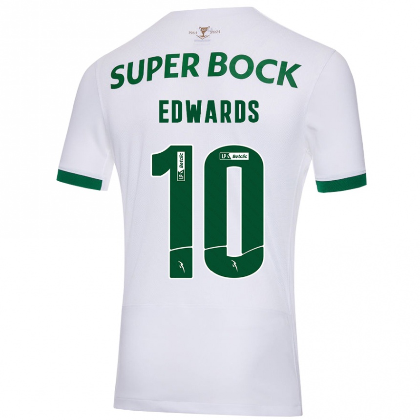 Kinder Fußball Marcus Edwards #10 Weiß Grün Auswärtstrikot Trikot 2024/25 T-Shirt Luxemburg