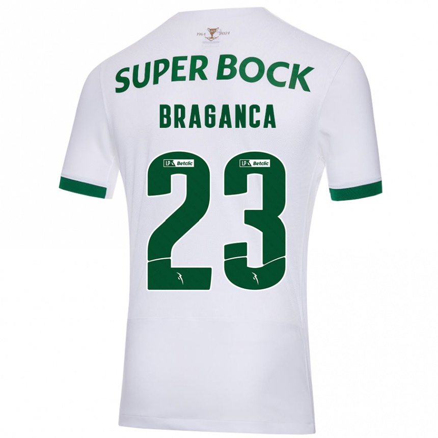 Kinder Fußball Daniel Bragança #23 Weiß Grün Auswärtstrikot Trikot 2024/25 T-Shirt Luxemburg