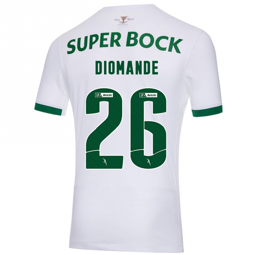 Kinder Fußball Ousmane Diomande #26 Weiß Grün Auswärtstrikot Trikot 2024/25 T-Shirt Luxemburg